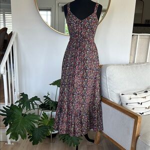 J. Crew Black Floral Midi Dress